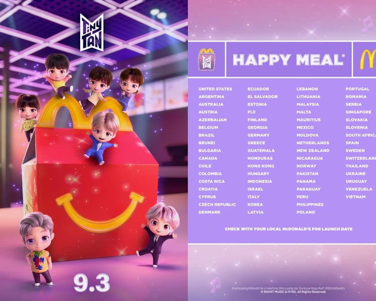 McDonald's to launch BTS TinyTan Happy Meal in multiple countries, including Singapore 