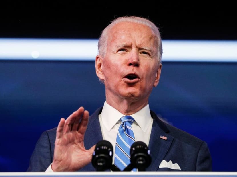 US President-elect Joe Biden delivers remarks during a televised speech on the current economic and health crises at The Queen Theatre in Wilmington, Delaware, US on Jan 14, 2021.