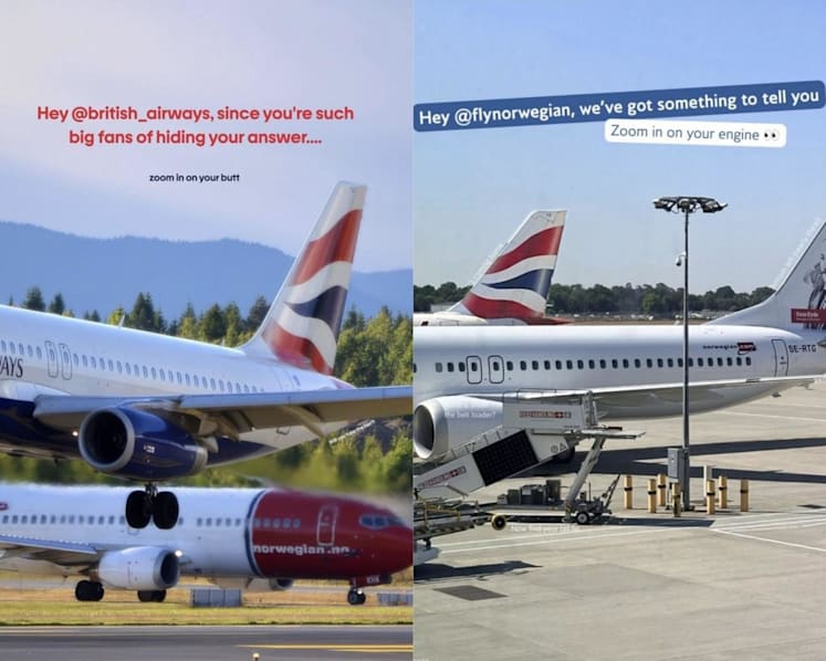 Norwegian Air and British Airways delight football fans with playful World Cup bet on Instagram