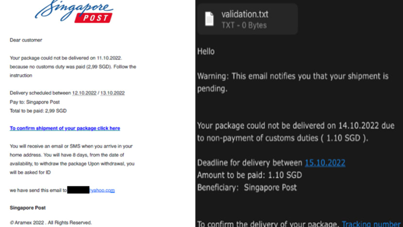 Police warn shoppers about parcel delivery phishing scams after 130 victims lose S$182,000 in first 2 weeks of December