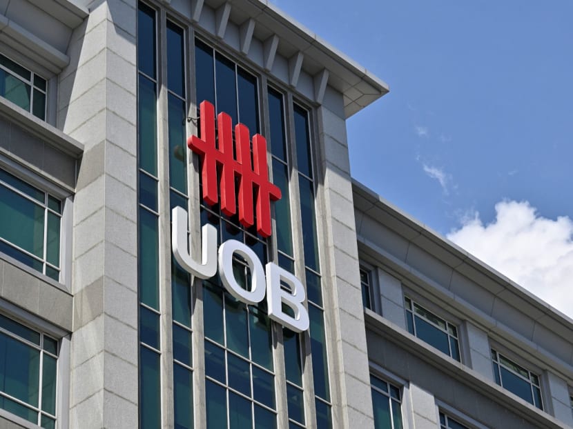 A view of the UOB signage in Singapore on May 3, 2023.