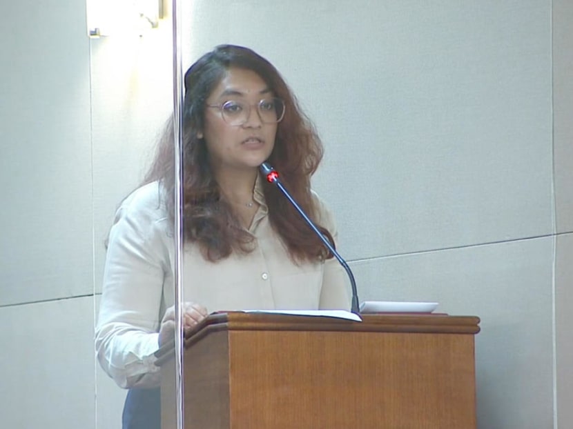 Ms Raeesah Khan speaking in Parliament on Nov 1, 2021.