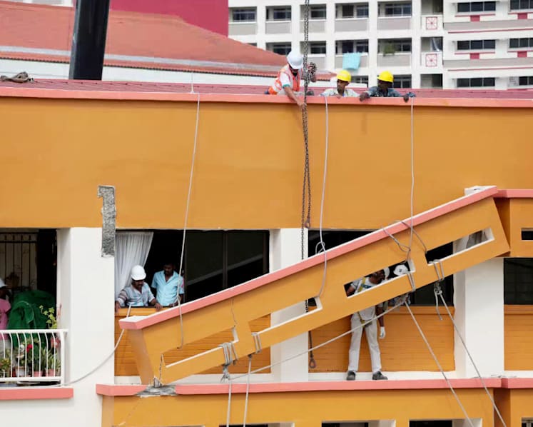 Sun breaker at Tampines St 23 flat partially collapses