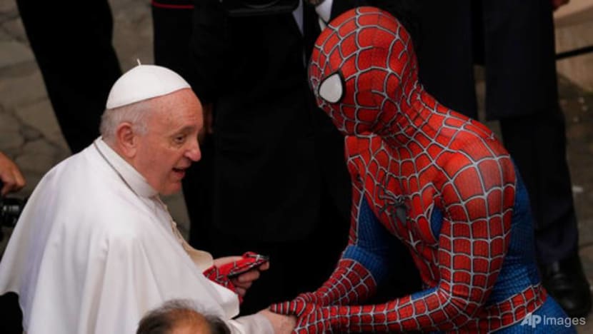 'Super-hero' in Spider-Man outfit meets pope at Vatican 
