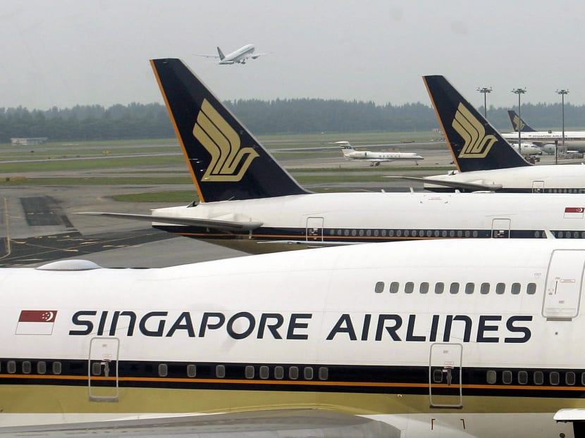 Singapore Airlines planes parked at Changi international airport.  Photo: AFP