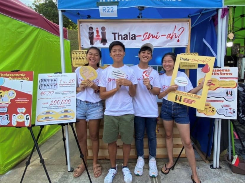 The author (second from left) at a roadshow at Chatuchak Night Market Singapore in February to promote awareness of thalassaemia, a genetic blood disorder. The author (second from left) at a roadshow at Chatuchak Night Market Singapore in February to promote awareness of thalassaemia, a genetic blood disorder.