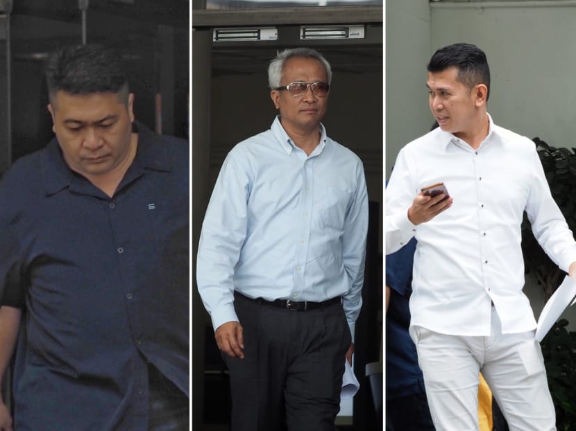 (From left) Kok Chiew Leong, Mohammed Lutfi Hussin and Sufandi Ahmad were in court on Dec 3, 2019, to face charges for their alleged involvement in housing loan cashback scams. (From left) Kok Chiew Leong, Mohammed Lutfi Hussin and Sufandi Ahmad were in court on Dec 3, 2019, to face charges for their alleged involvement in housing loan cashback scams.