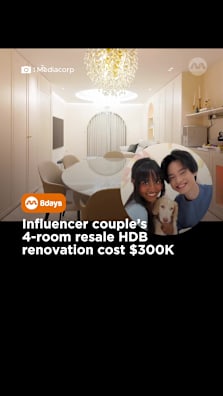Sherrin and Yixi may have spent an huge amount on renovation but achieving their dream home meant someone had to keep his gaming set up and Pokémon cards hidden #8dayssg #8dayssgtrending #hdb #sgfyp #hometour 