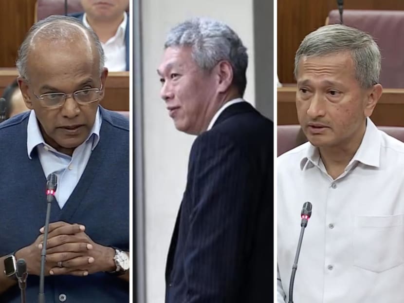 Singapore's Home Affairs and Law Minister K Shanmugam, Lee Hsien Yang, brother of Prime Minister Lee Hsien Loong, and Foreign Affairs Minister Vivian Balakrishnan.
Singapore's Home Affairs and Law Minister K Shanmugam, Lee Hsien Yang, brother of Prime Minister Lee Hsien Loong, and Foreign Affairs Minister Vivian Balakrishnan.