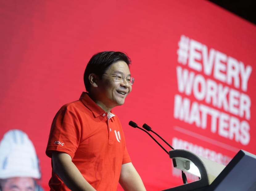 4G leader Lawrence Wong speaking at the May Day Rally on May 1, 2022. 4G leader Lawrence Wong speaking at the May Day Rally on May 1, 2022.