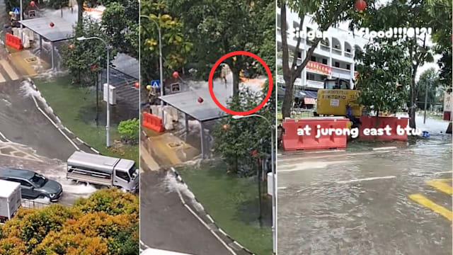 裕廊东水管泄漏道路被淹 附近组屋水供受影响