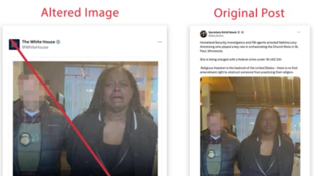 白宫篡改示威者照片 添加“眼泪”发布社媒