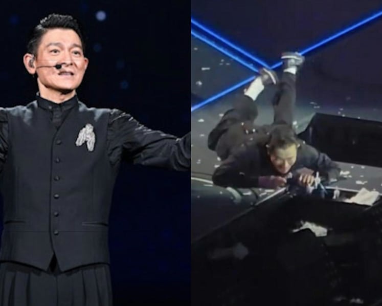 Andy Lau trips over hole on stage after months of near-miss accidents during concert tour