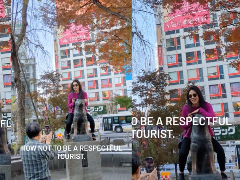 Female tourist in Tokyo sits on Hachiko statue to pose for pictures, enrages netizens