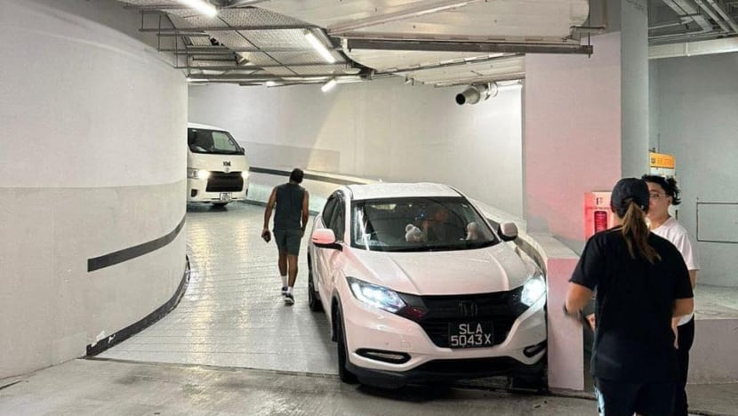 Multiple cars crash into Funan mall car park wall during heavy rain Multiple cars crash into Funan mall car park wall during heavy rain