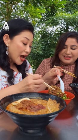 Laksa yong tau foo in JB from a former school canteen stall