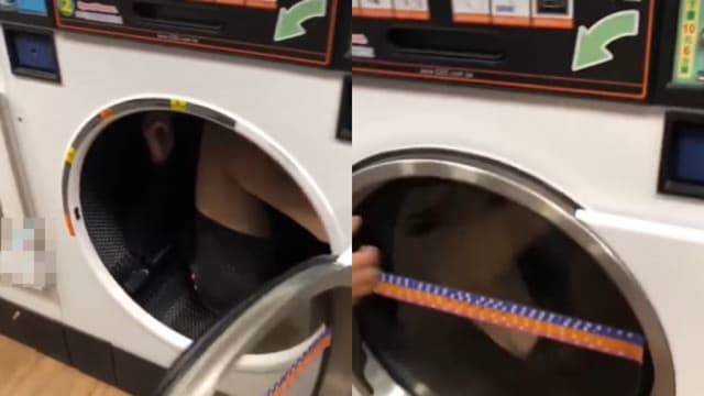 台中青少年恶搞自助洗衣店  躲进烘衣机转三圈  
