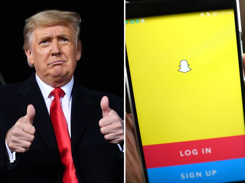 Operators fear that Mr Donald Trump could use his Snapchat account to foment more unrest in the run-up to US President-elect Joe Biden's inauguration. Operators fear that Mr Donald Trump could use his Snapchat account to foment more unrest in the run-up to US President-elect Joe Biden's inauguration.