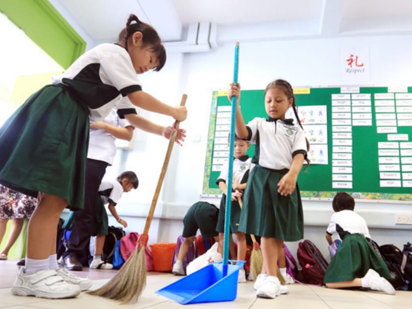 Instilling values goes beyond setting allocated timings for cleaning activities every day. TODAY File Photo Instilling values goes beyond setting allocated timings for cleaning activities every day. TODAY File Photo