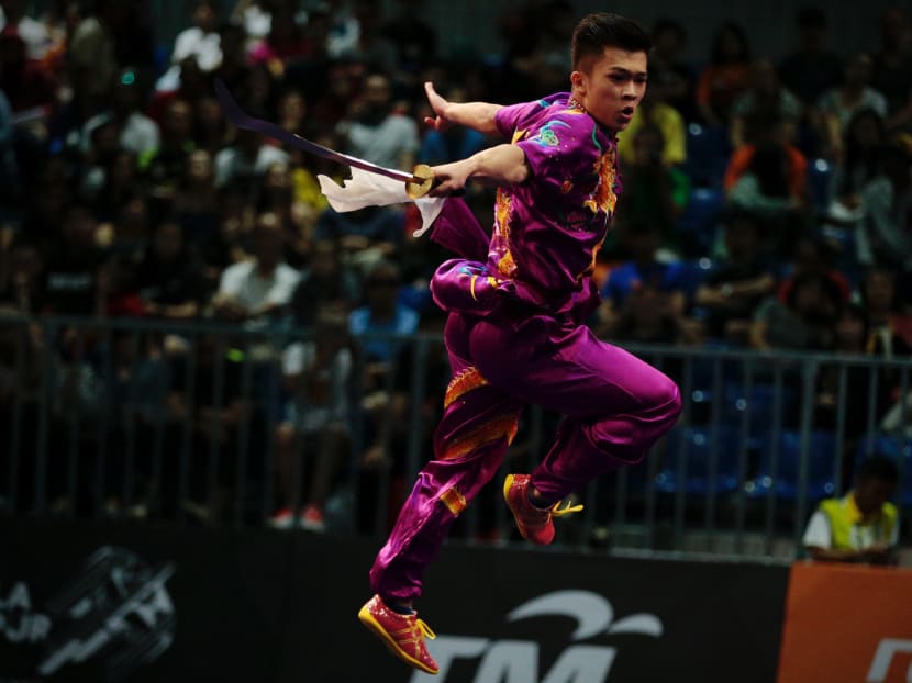 Singapore's Jowen Lim competes in the SEA Games Men's Daoshu Wushu on August 21, 2017. Photo: Jason Quah/TODAY