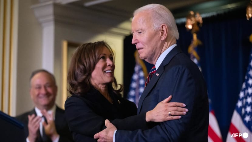 Harris and Biden urge Democrats to fight on in rare joint appearance Harris and Biden urge Democrats to fight on in rare joint appearance