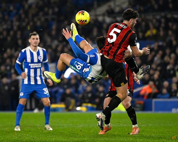 Kostoulas overhead kick saves Brighton against Bournemouth