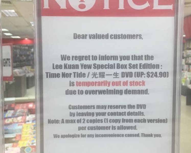 More than 10,000 DVDs on Mr Lee Kuan Yew sold over the week