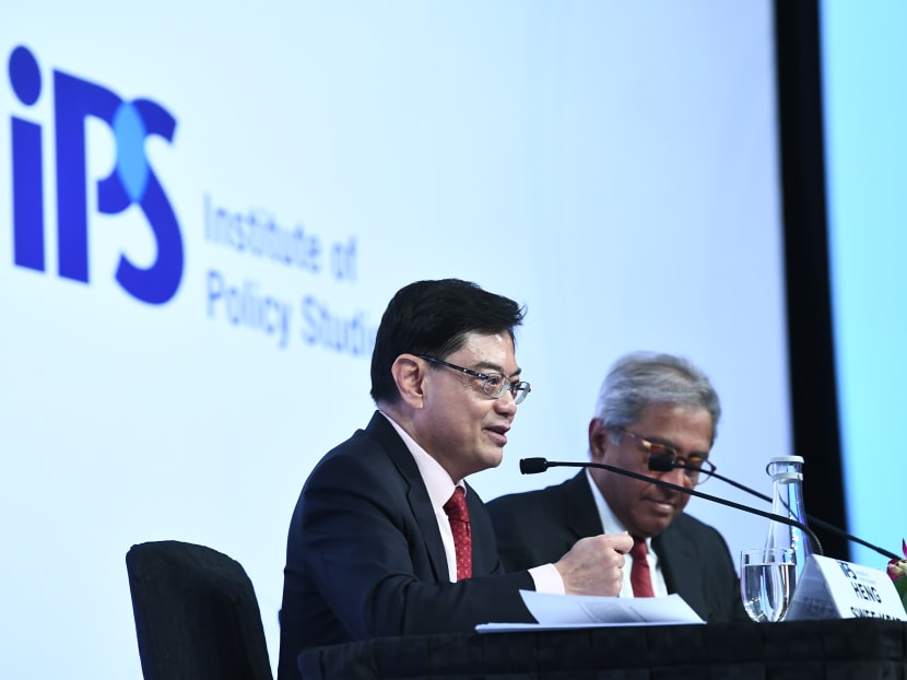 Deputy Prime Minister Heng Swee Keat (left), who is also Finance Minister, at the Singapore Perspectives 2020: Politics event on Jan 20, 2020, with moderator Janadas Devan. Deputy Prime Minister Heng Swee Keat (left), who is also Finance Minister, at the Singapore Perspectives 2020: Politics event on Jan 20, 2020, with moderator Janadas Devan.