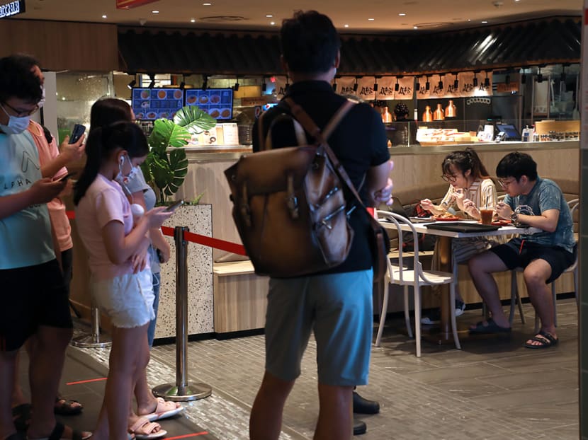 Diners at a restaurant in Ion shopping mall on Aug 10, 2021.