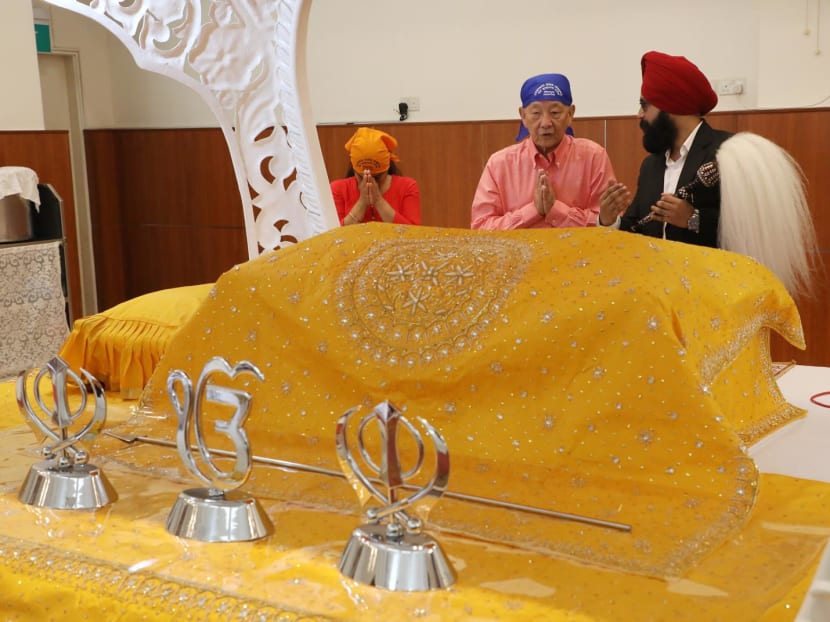 Presidential hopeful Ng Kok Song pays a visit to the Central Sikh Gurdwara at Towner Road on July 23, 2023.