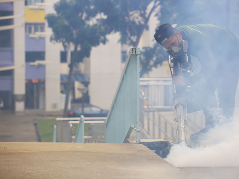 Fogging going on at Bishan. TODAY file photo.
