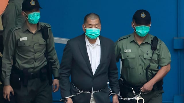 黎智英勾结外国势力早前被判罪成 港法院今审理被告求情