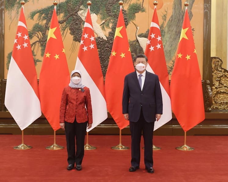 Singapore President Halimah Yacob congratulates China President Xi Jinping on successful hosting of Beijing Winter Olympics