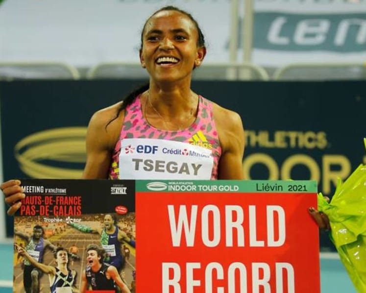 Athletics: Tsegay sets new world indoor record in 1,500m