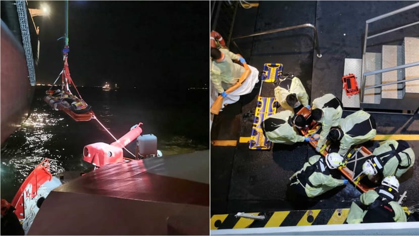 SCDF deploys marine vessels to rescue injured crew member SCDF deploys marine vessels to rescue injured crew member
