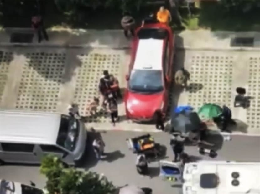 A screenshot from a video showing the aftermath of an accident that killed a two-year-old toddler and injured two others. A screenshot from a video showing the aftermath of an accident that killed a two-year-old toddler and injured two others.