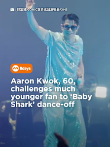 The Dancing King was clearly impressed. #8dayssgAsianEnt  #8dayssg  #AaronKwok   #BabyShark  #danceoff 