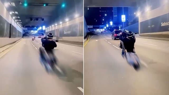 大道上骑行玩命耍特技  马警今天凌晨逮捕两青少年