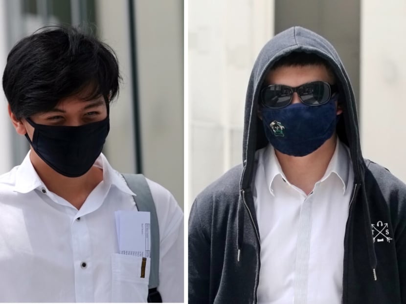 Quek Xuan Zhi (left) and Nigel Pang Yew Ming (right), both 17, each face one charge of committing an act of public nuisance with common intention.