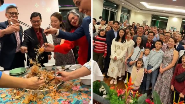 农历新年期间出国访问 王瑞杰与旅德国人一同捞鱼生