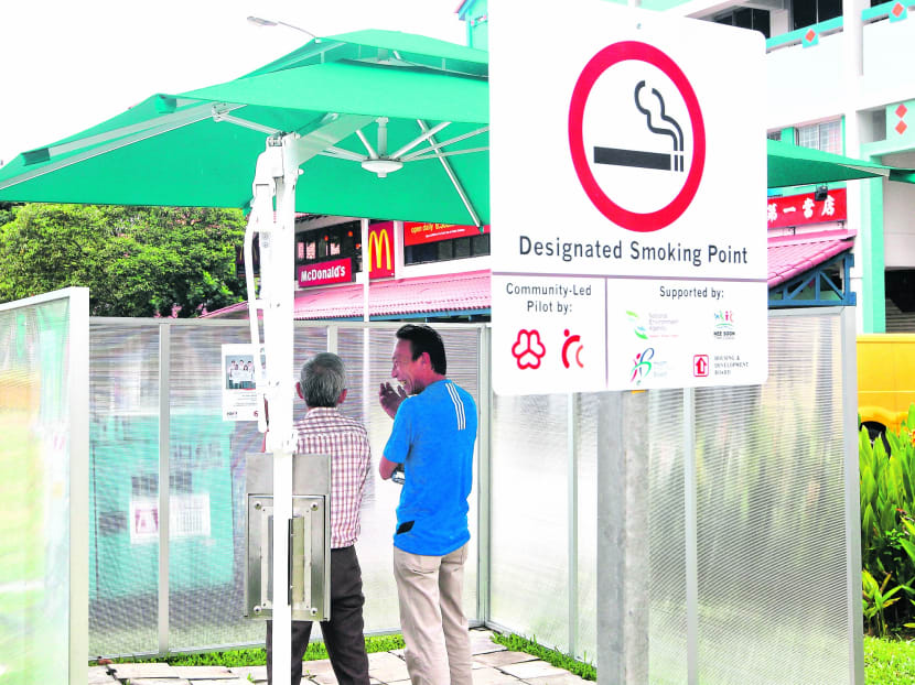 Six designated smoking points have been set up in Zone D of Nee Soon South ward. Photo: Don Wong