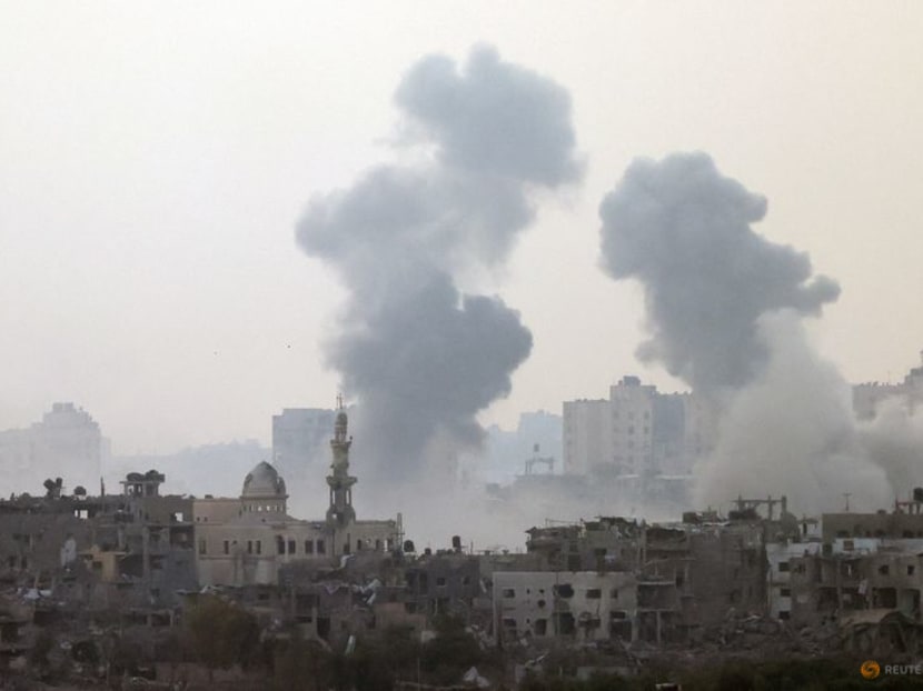 Smoke is rising after an Israeli strike on Gaza seen from a viewpoint in Southern Israel October 24, 2023. REUTERS/Violeta Santos Moura