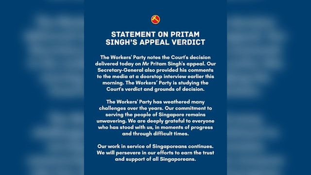 毕丹星上诉失败 工人党发声明表示正研究裁决书