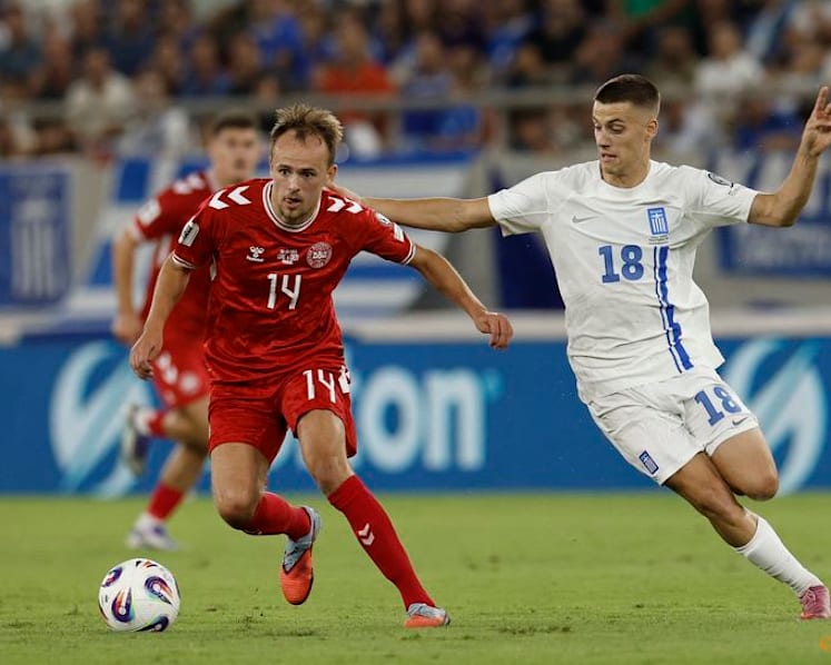 Damsgaard drives Denmark on to 3-0 win over Greece in World Cup qualifier