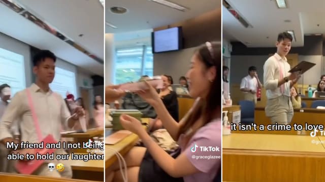 情人节表心意 新大男生请合唱团到讲堂献唱告白