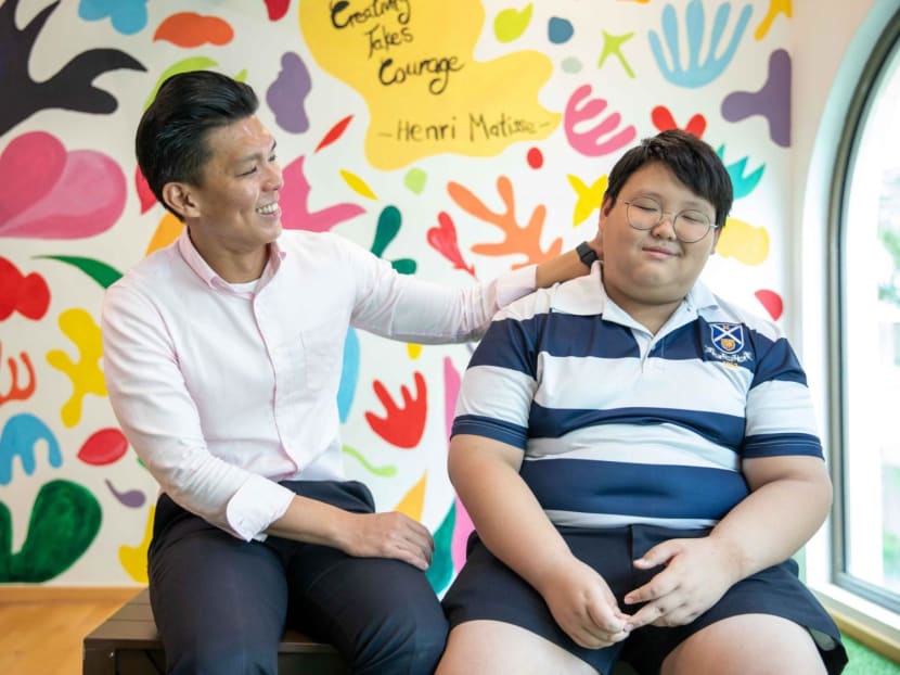 Kingsley Bai (right) and his uncle Ethan Peh (left) at St Andrew's Junior School on Nov 22, 2023. Kingsley Bai (right) and his uncle Ethan Peh (left) at St Andrew's Junior School on Nov 22, 2023.