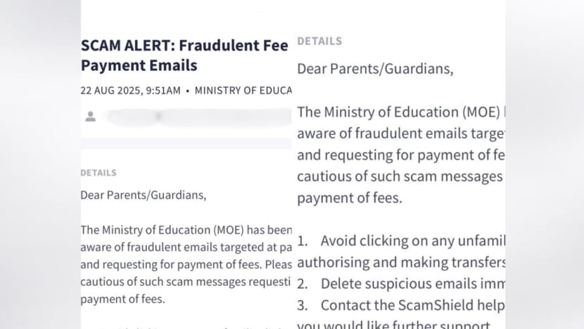 MOE warns of scam targeting students with fake tuition payment emails