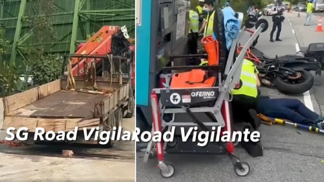 疑重物从罗厘滑落击中路过摩托车 两人受伤送院