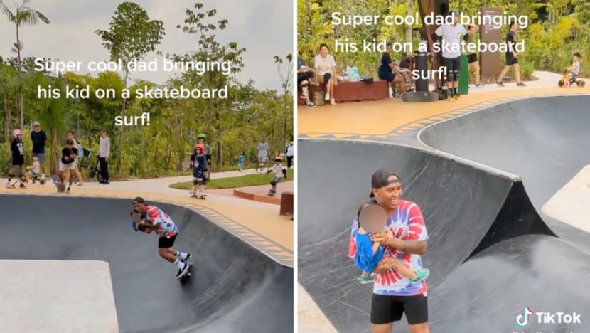 #trending: Skater dad carries kid while skateboarding in Jurong, earning both fans and critics