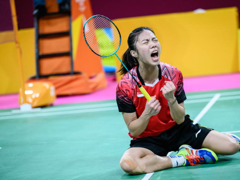 Yeo Jia Min celebrates after overcoming a spirited battle from Scotland's Kirsty Gilmour. 
